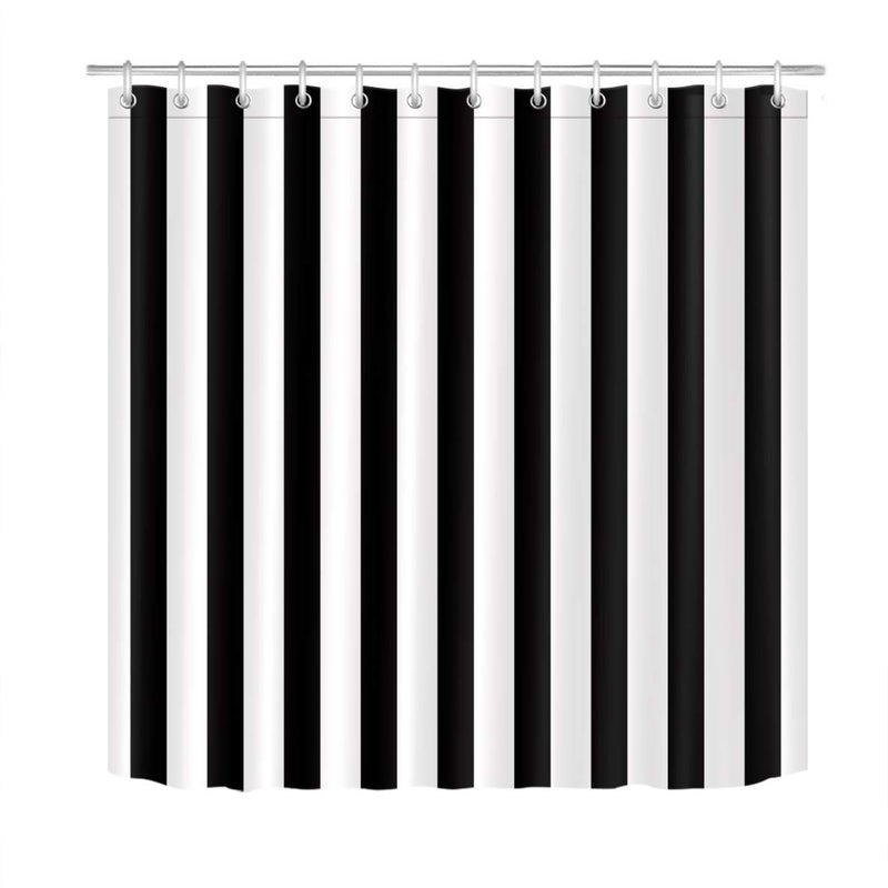 LB Black and White Stripe Shower Curtain,Black and White Shower Curtains for Bathroom,72x78 inch Waterproof Polyester Fabric,Concise Fashion Bathroom Decor,Hooks Included - Image 5